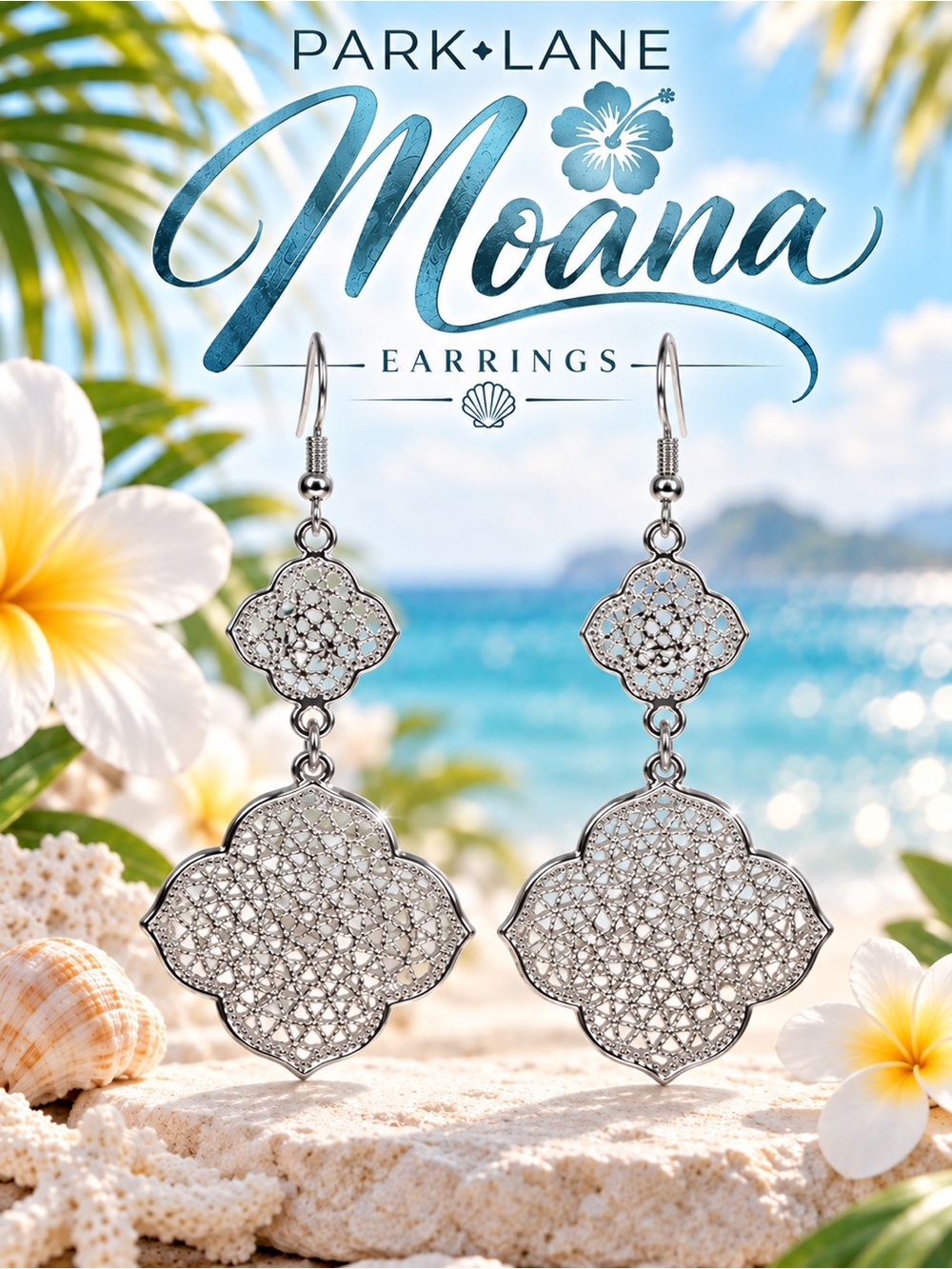 Park Lane Women’s Moana Silver Tone Filigree Double Drop Earrings